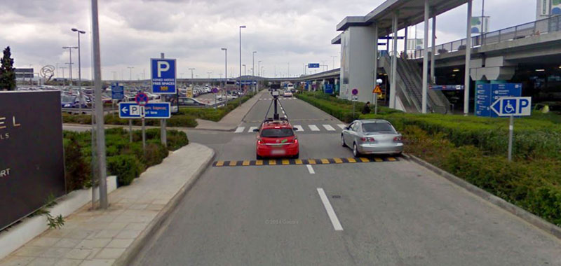 Entrance to P2 parking area at Athens airport